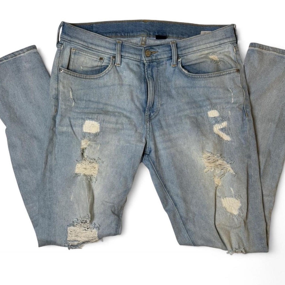 H&M - Men's Distressed Skinny Light Blue Jeans